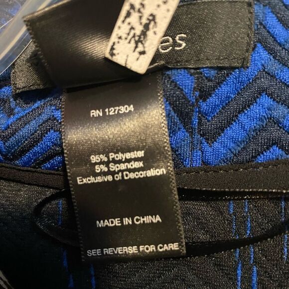 Ali Miles Blue/Black 1 button 3/4 sleeves blazer, size PS - Picture 4 of 4